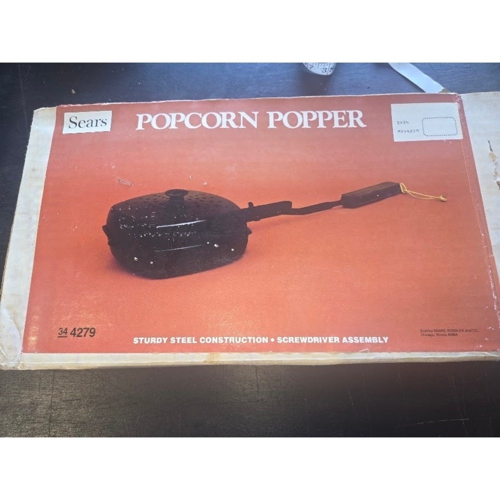 Vintage Sears Popcorn Popper Sturdy Steel Construction Model 34 4279 Campfire